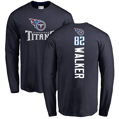 Tennessee Titans Men Navy Blue Delanie Walker Backer NFL Football #82 Long Sleeve T Shirt->tennessee titans->NFL Jersey
